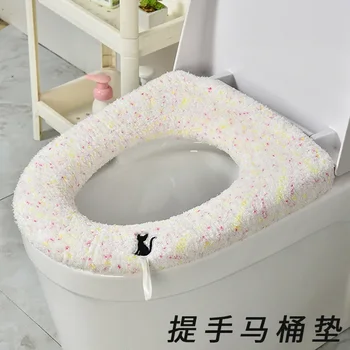 Нова креативна Възглавница за седалката на тоалетната чиния Сгъсти Калъф за седалката на тоалетната чиния Зимни Възглавница за седалката на тоалетната чиния От домашно плюшени Може да бъде умен