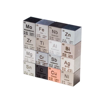 Колекция от модели за органична химия 10 мм Кубчета елементи Алуминий, Титан, Мед Волфрам Кубчета за колекции елементи от Менделеевата на менделеевата таблица