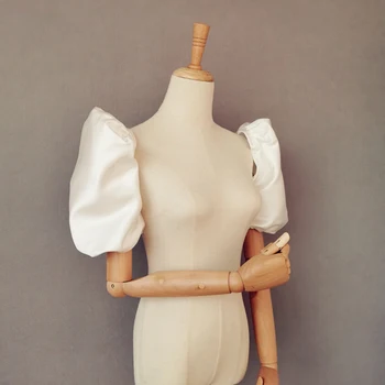 подвижни, буйни ръкави Ivory Wedding Arm Cover Decorate Bride Accessores Gloves Елегантни Ръчно изработени Detachable Tulle Sleeves 2022
