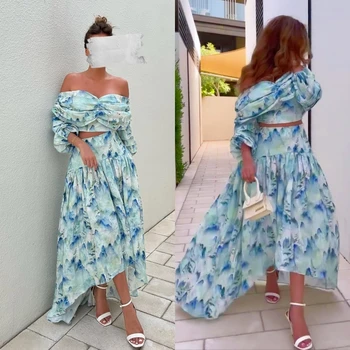 Секси вечерни рокли Hi-Lo с открити рамене От Велпапе Шифон в цветенце За официални събития, Vestidos de noche elegantes para mujer 2023