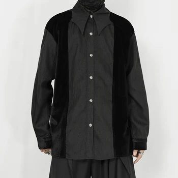 Оригинален мъжки дрехи, нови ежедневни риза с черни кадифени вложки, свободна риза с дълги ръкави от нишевого дизайнер Pi Shuai