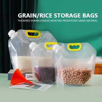 5pcs 1.5 / 2.5 /5L Stand Up Grain Seal Чанта за многократна употреба Найлонова торбичка За Напитки С Чучур За Ориз, Бирена на Зърна, на Люспи, Чанти За Съхранение на Хранителни продукти